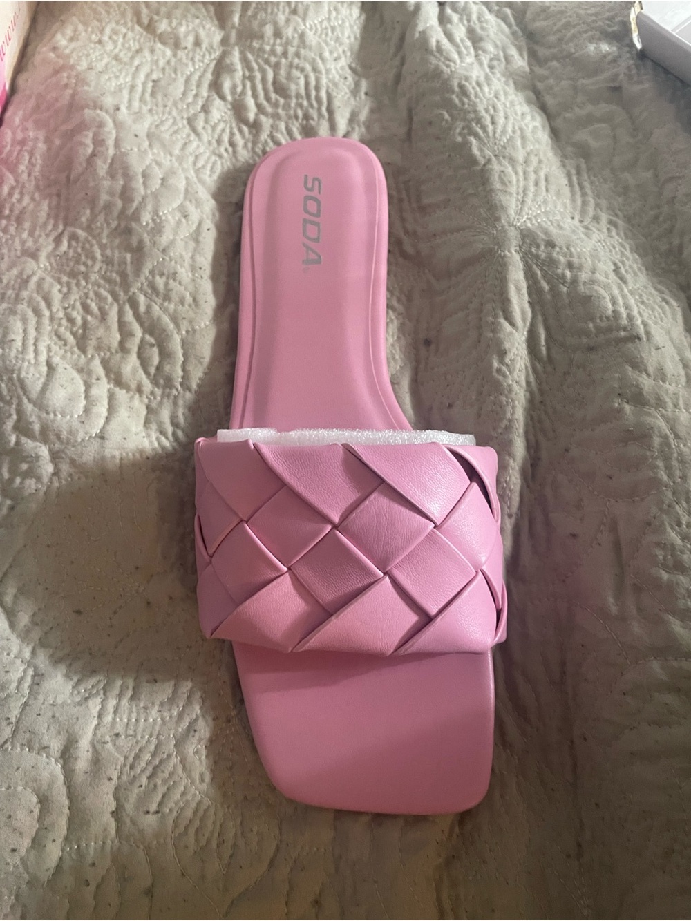 Soda Pink Woven Slide Sandal - Women